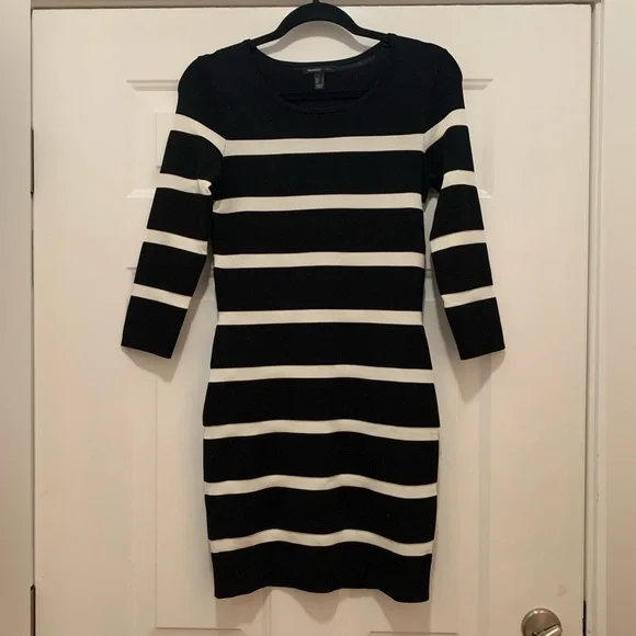 MANGO Suit Black and White Knit Bodycon Dress - Picture 3 of 6